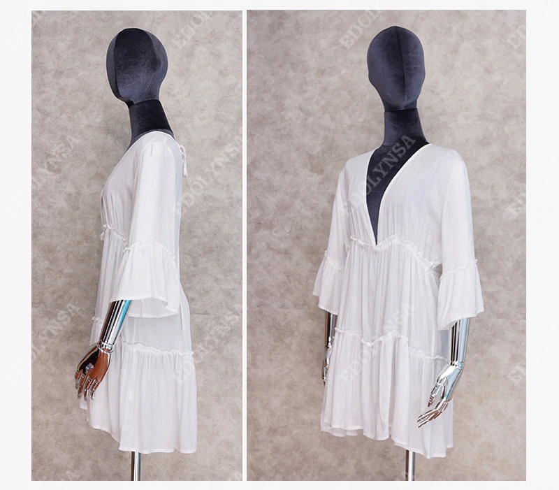 SUKIENKA TUNIKA PLAŻOWA BAWEŁNIANA BIAŁA Kolor biały