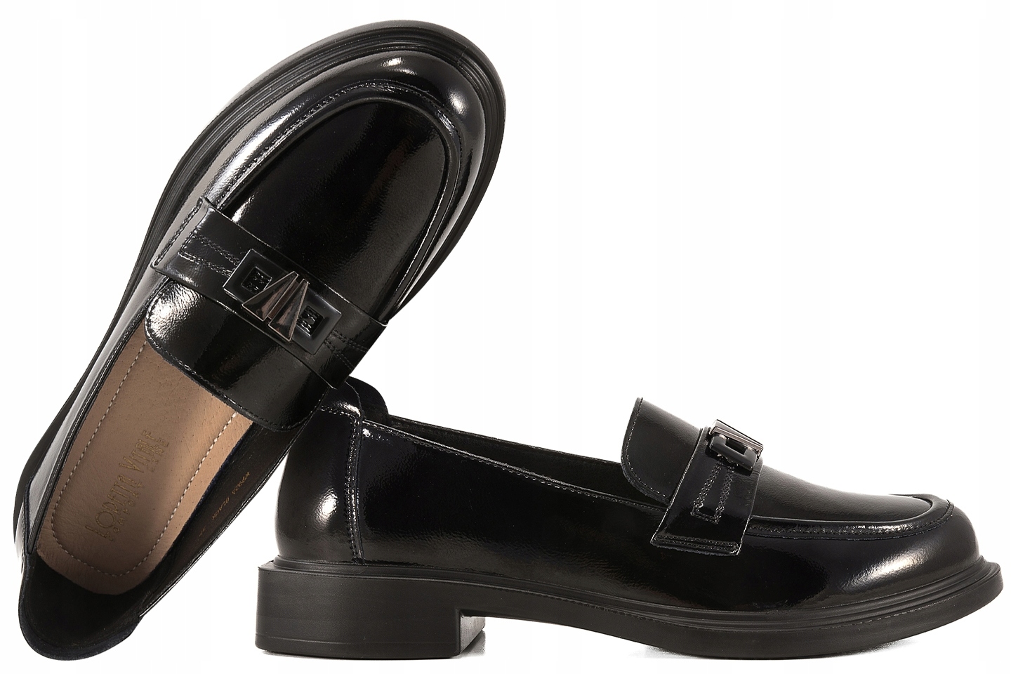 Loretta Vitale W9926 Dámské Mokasíny Kožené Polobotky Lakované 37 Černá