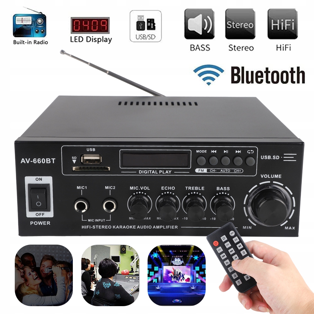 Digitální Zesilovač Surround Hifi Bluetooth 5.0 Výstup Audio Zesilovač MP3