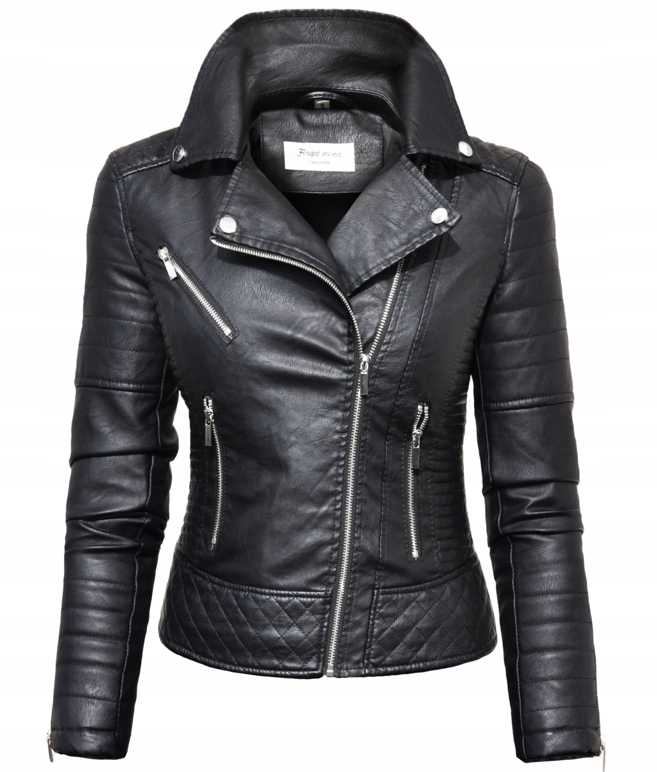 #1941 RAMONESKA __ damska klasyczna SKÓRA wiosna _ _ przejściówka biker _ L Kaptur bez kaptura