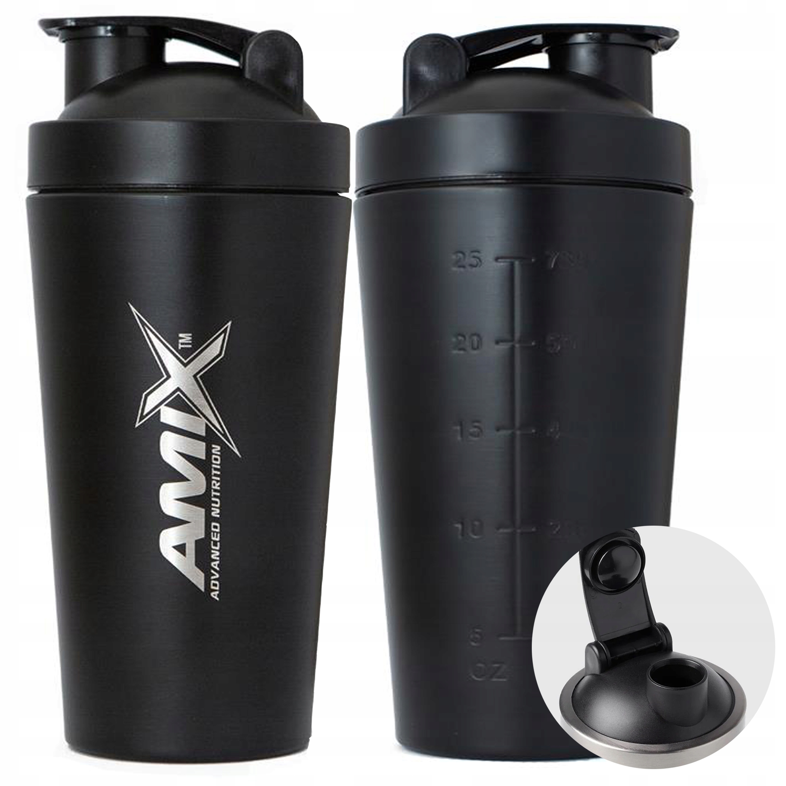 Shaker Metalowy Czarny ze stali nierdzewnej duży 750 ml Solidny Stalowy