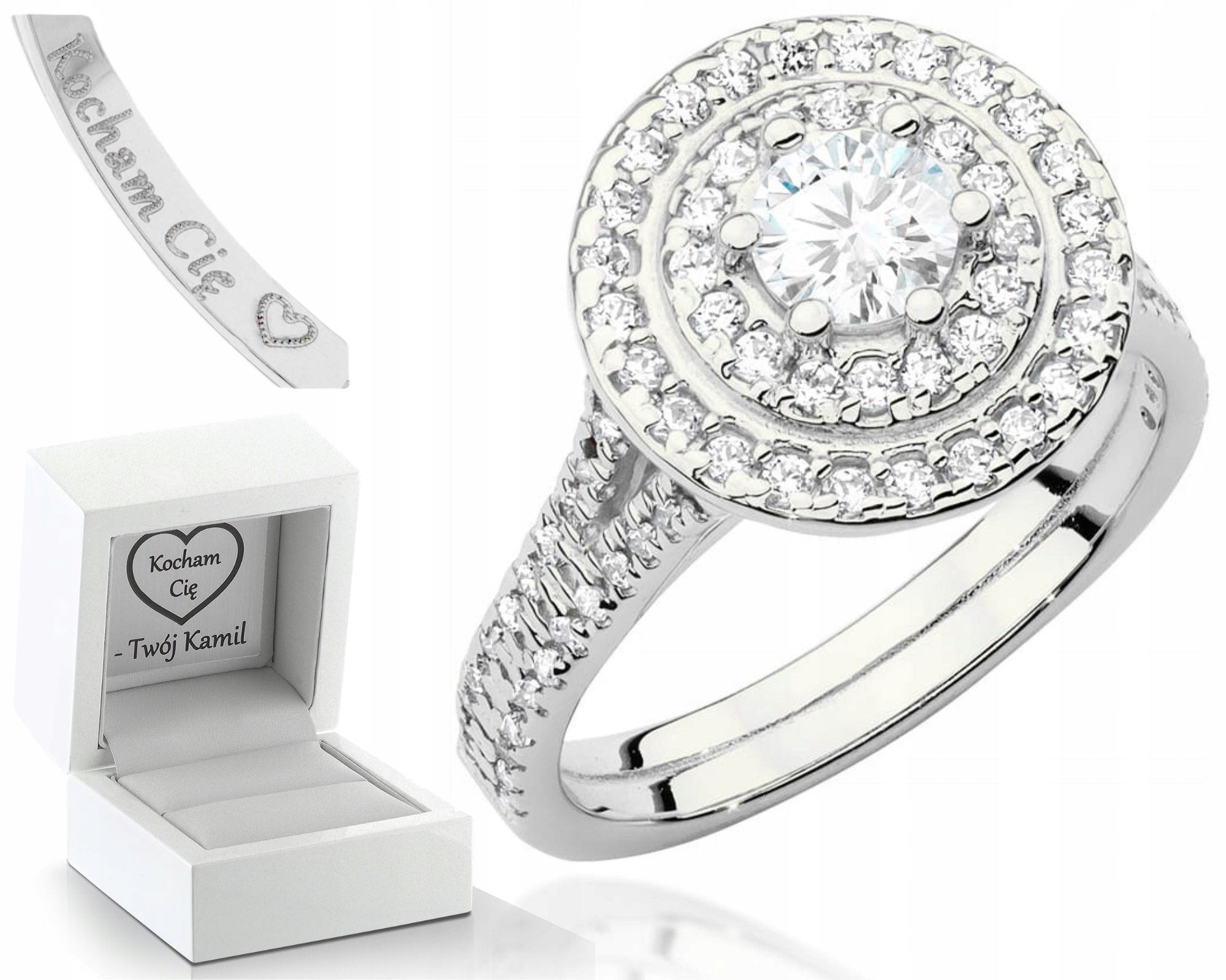 Bílý Zlatý Prstýnek S Brilianty Diamanty 585 Gravírování