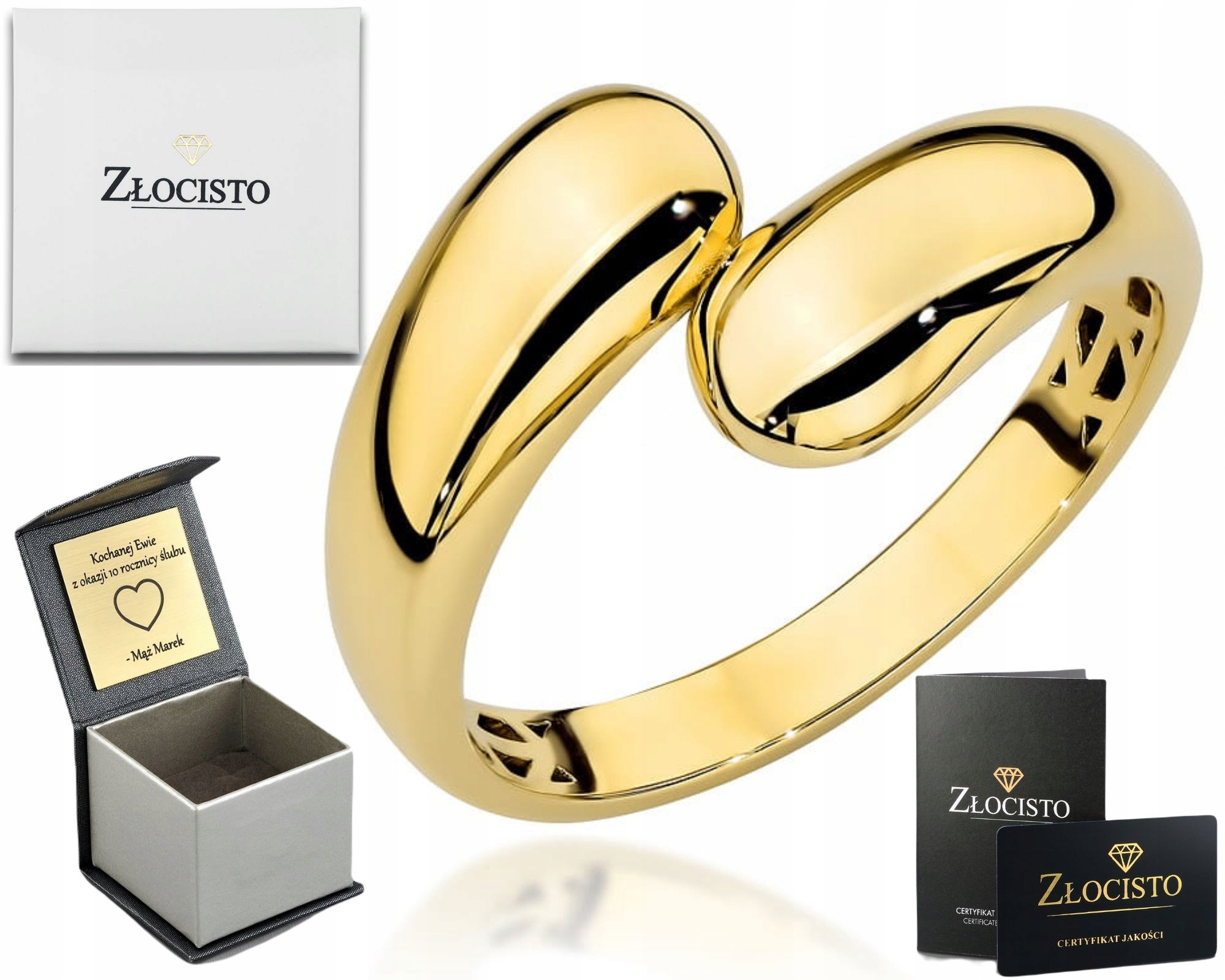 Zlatý Prstýnek Spojené Slzy Hladké Ryzost 585 14 K Jako Dárek Gravírování