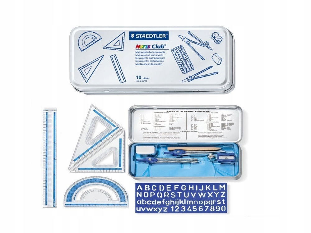 Matematyczne PRZYBORY do SZKOŁY Duże Przybory GEOMETRYCZNE Szkolne 10Elem.