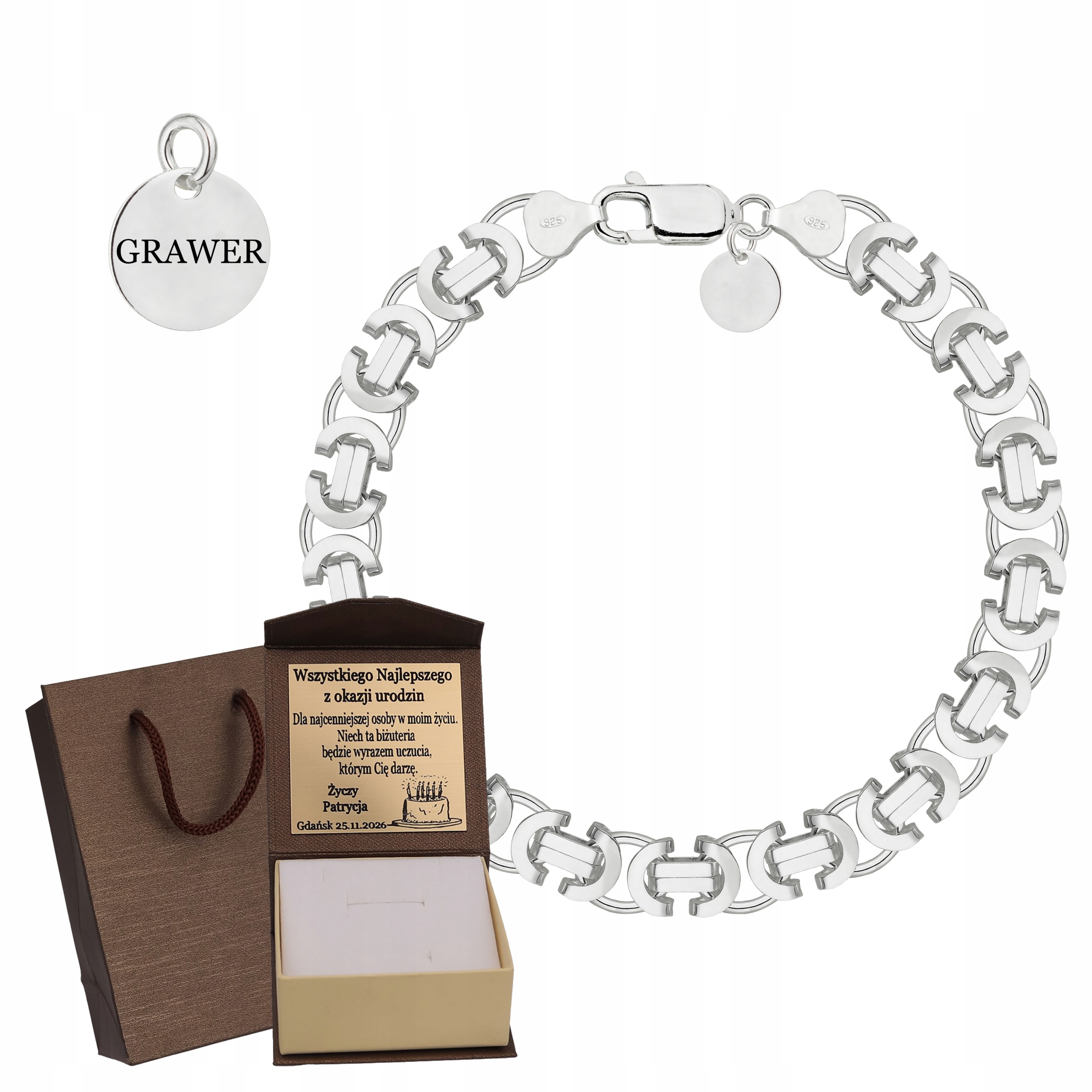 Masivní Etruský Pánský Náramek Ryzost 925 Gravírování Bonus