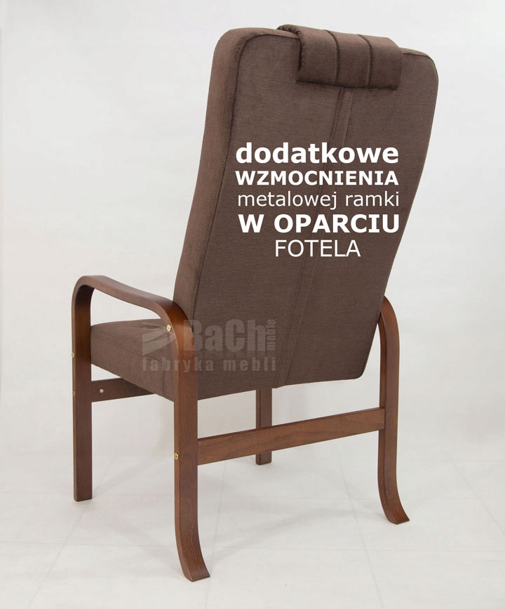 FOTEL GRANDE DLA SENIORA BRĄZ FINKA DO SALONU DO PRZEDPOKOJU DO POKOJU 48h Szerokość mebla 61 cm