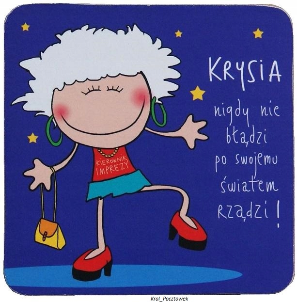 

Kolorowa Podkładka pod kubek z imieniem Krysia