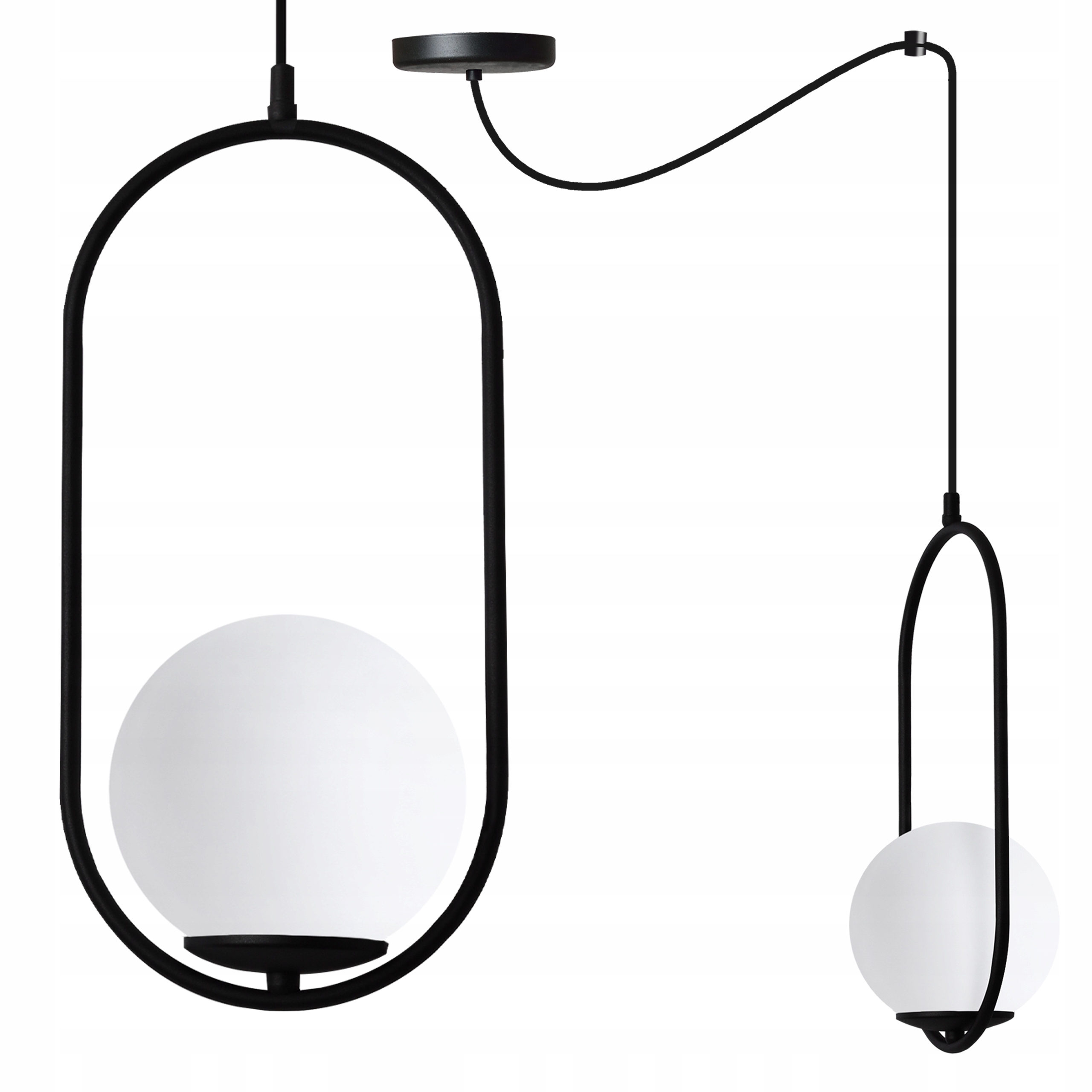 Závěsná Stropní Lampa Lustr Pavouk Černý Jednoduchý Ring Koule Glamour