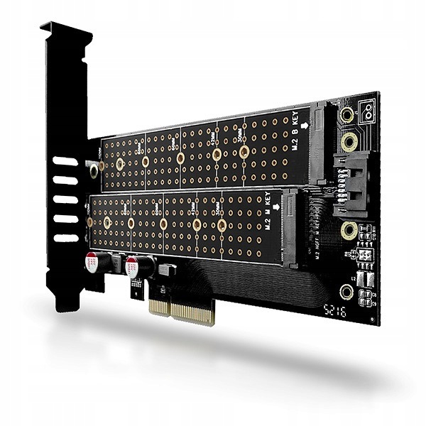 Axagon PCI-Express x4 adapter to connect up to two M.2 disks to a computer