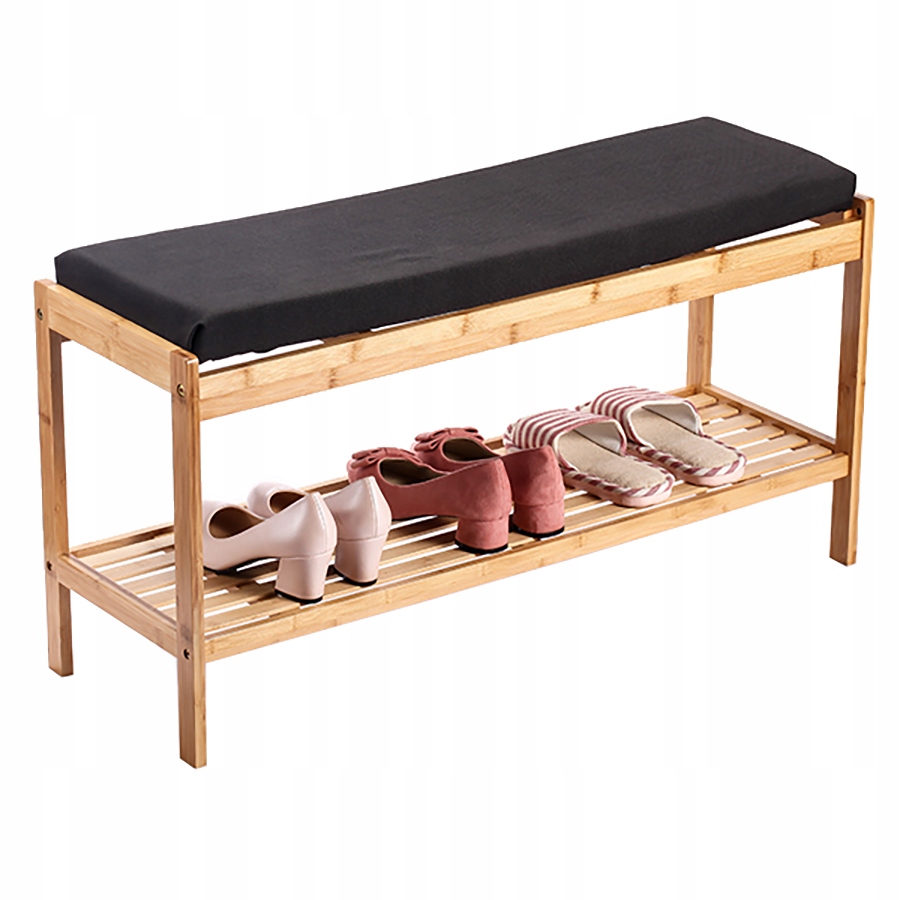 Botník S Sedákem, dřevěný regál, látkový sedák, 90 cm