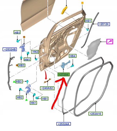 OGRANICZNIK DRZWI TYŁ PRAWY LEWY FORD MONDEO MK5 2014-22 - OE