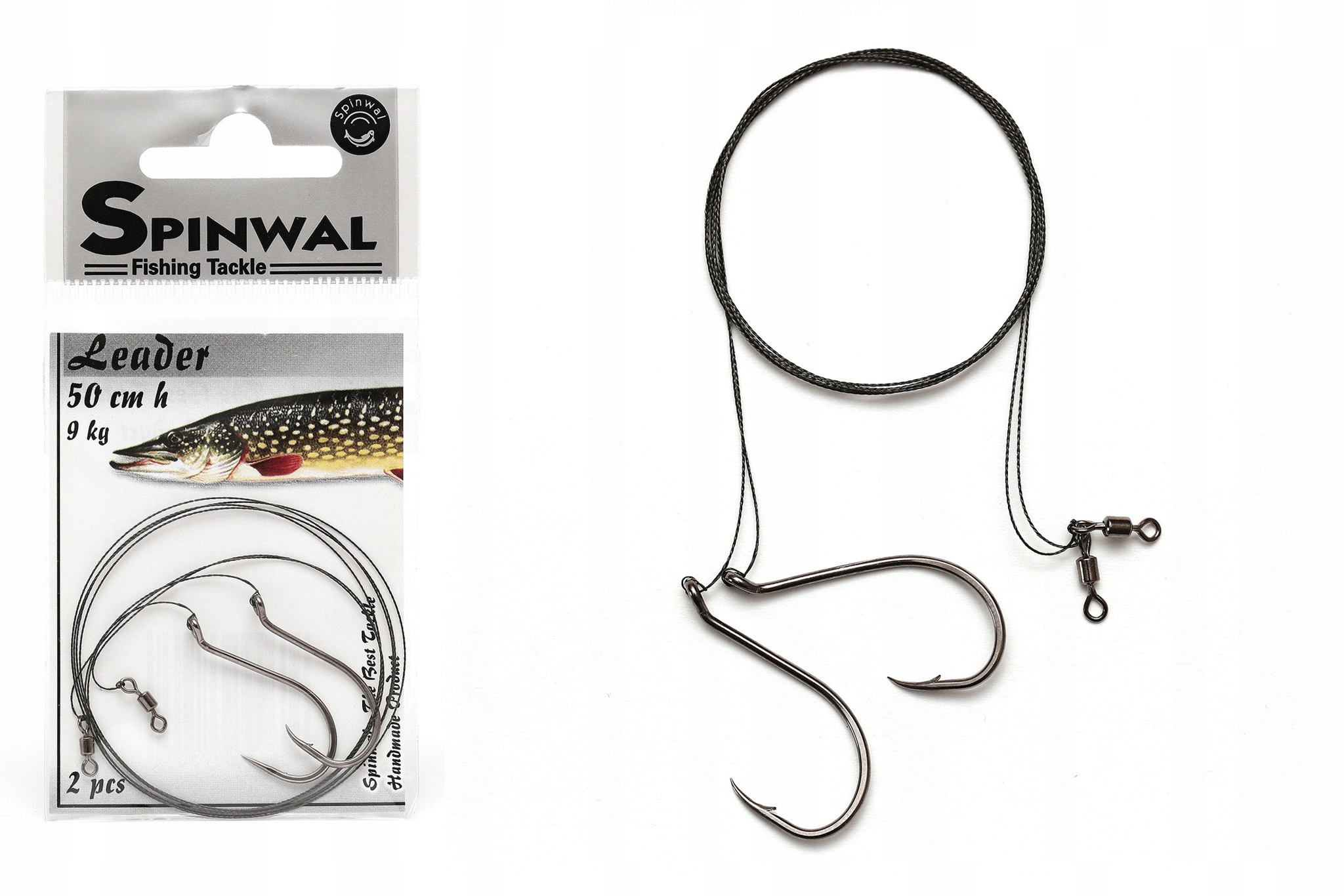 2x Przypon Wolframowy Spinwal Z Hakiem 50cm/9kg