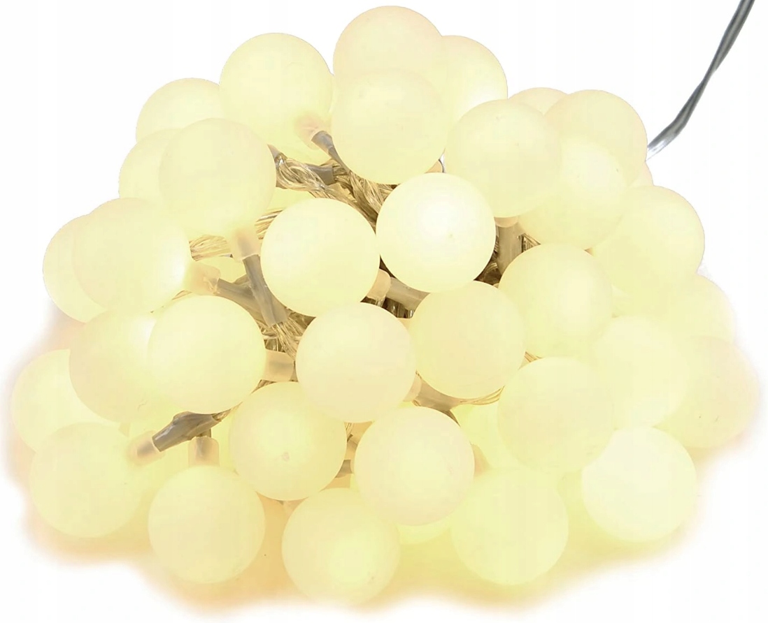 

Lampki Świąteczne Choinkowe Białe 50 Led Kulki