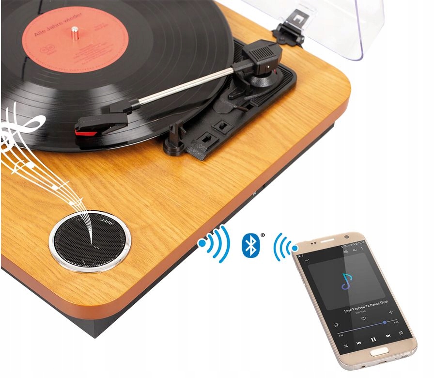 Gramofon Maginon RETRO AUX USB SD BLUETOOTH REC Prędkość obrotowa (obr./min) 33 1/3 45 78