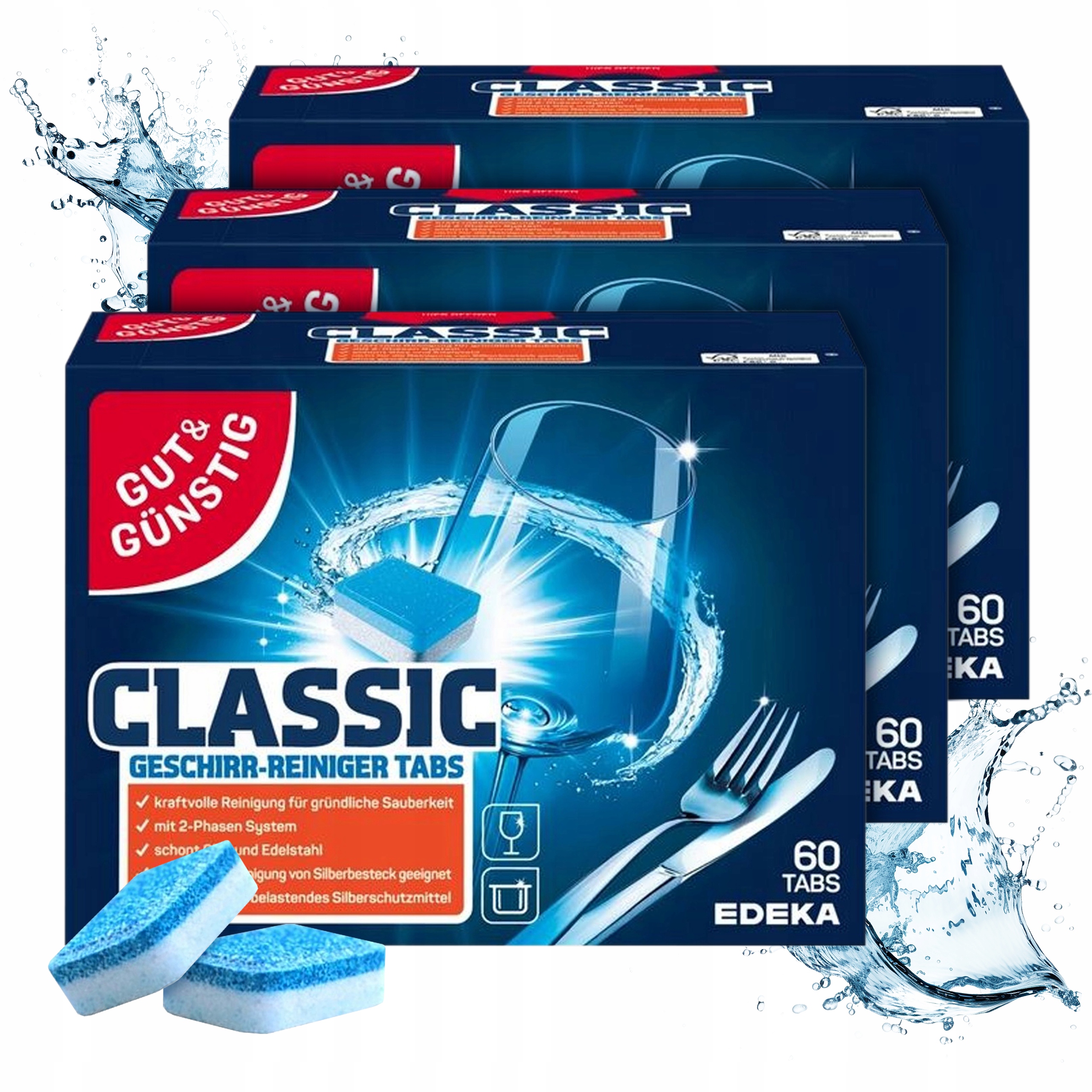G&g tablety do myčky Classic Gut&Gunstig 3 x 60 kusů Německé
