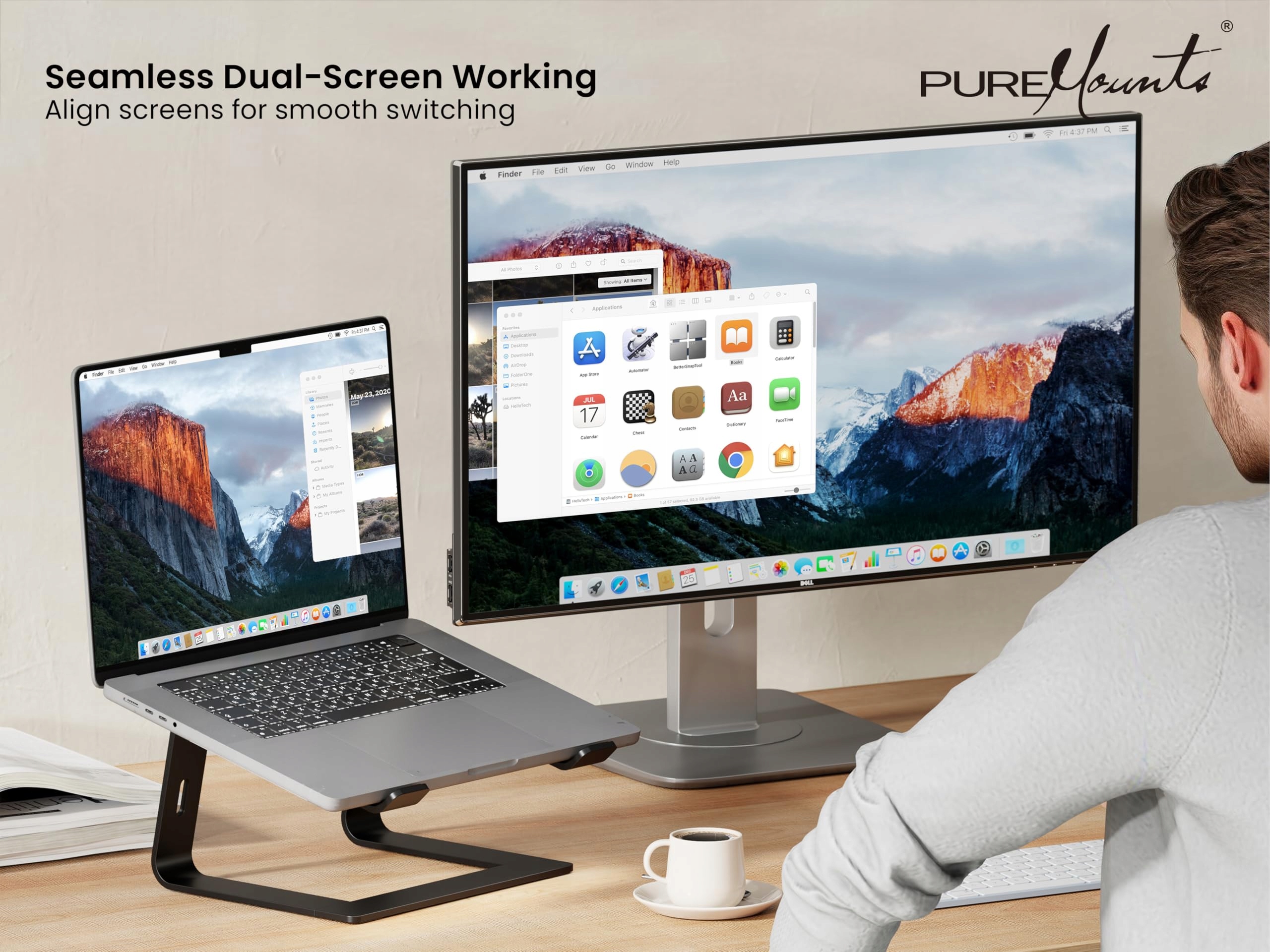 PUREMOUNTS Ergonomiczny Ultra-Cienki Aluminiowy Stojak Na Laptopa — miniatura 3
