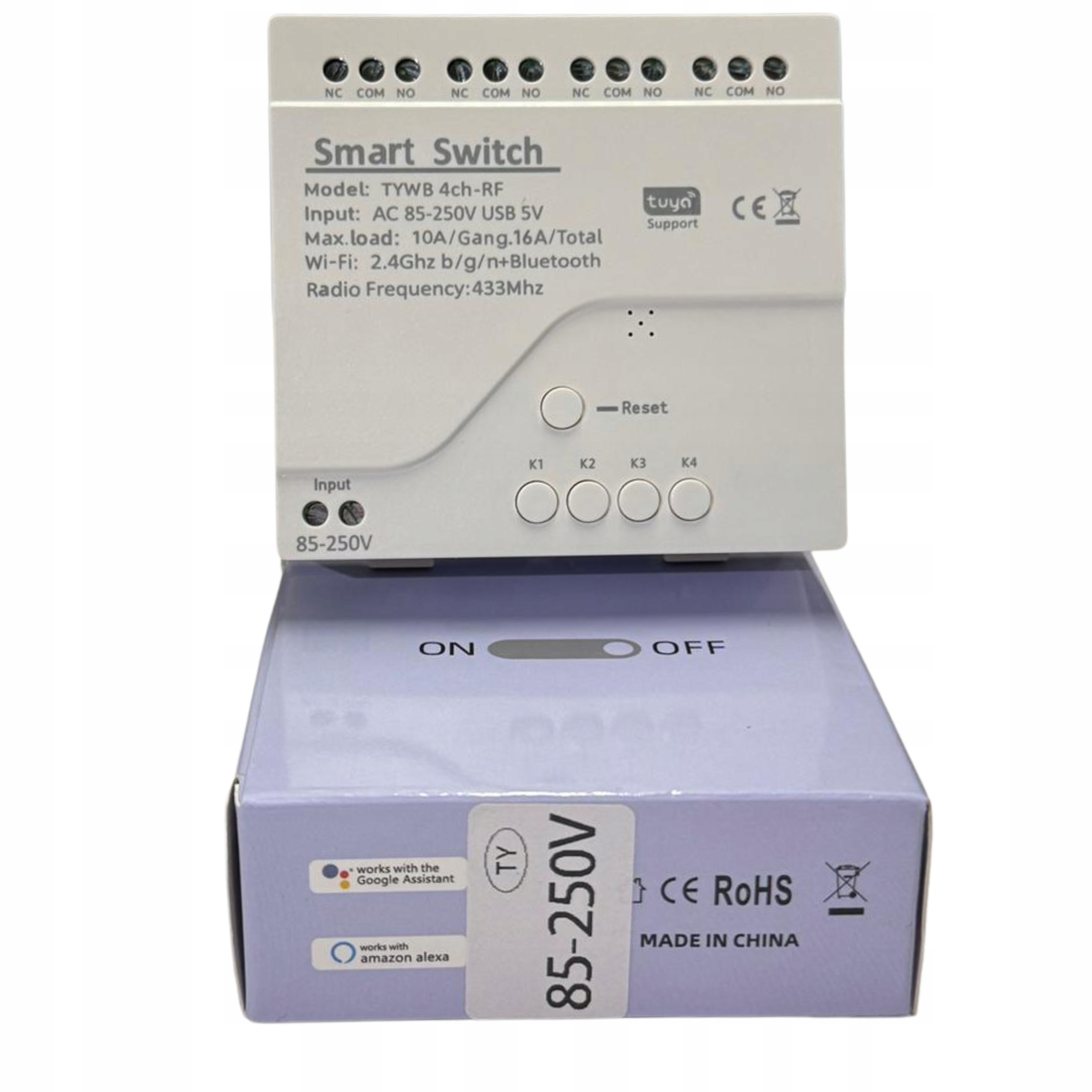 Smart Switch Tuya 85-250V 4CH Wifi 2,4G Rf 433MHZ