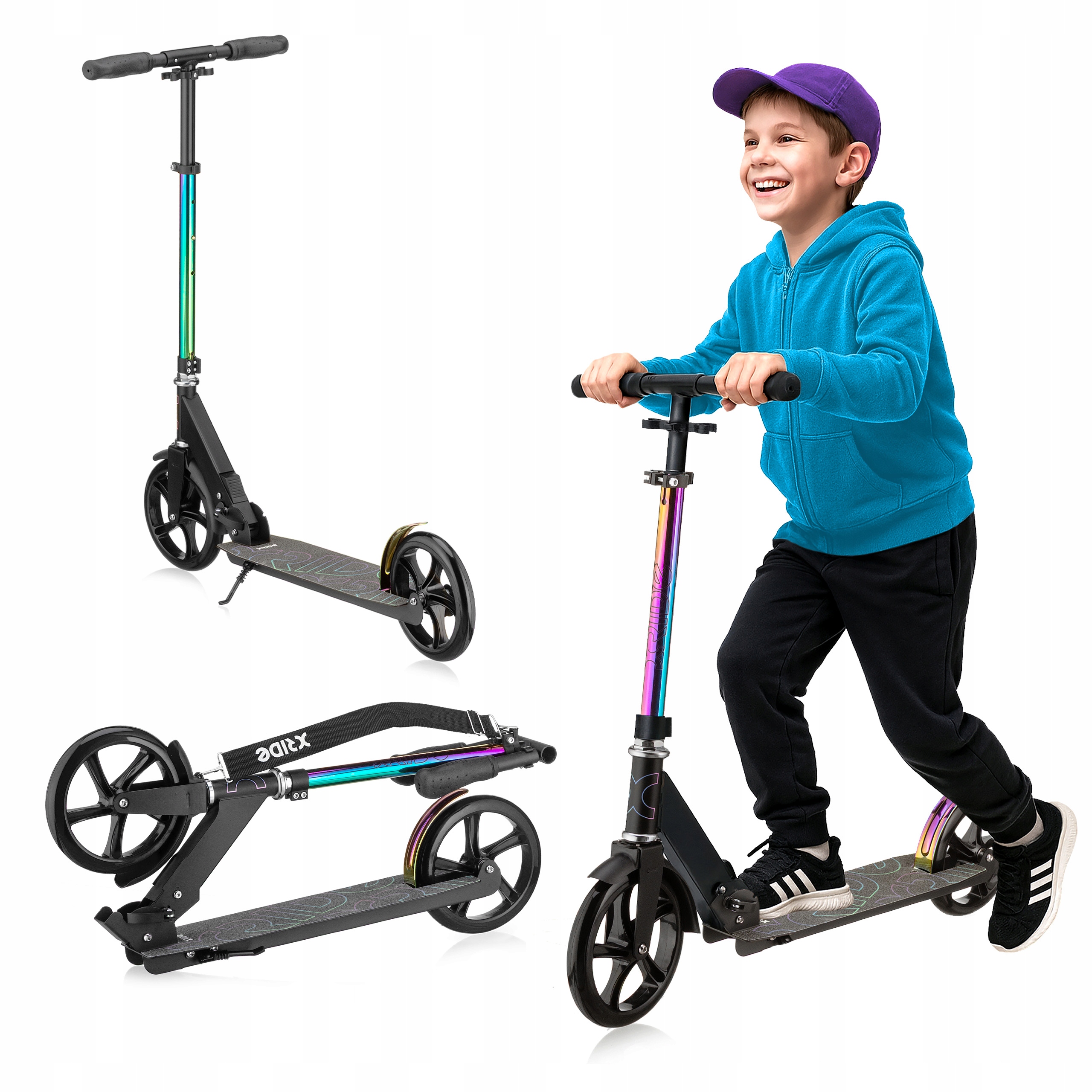 Hulajnoga Miejska Składana Aluminiowa Duże Koła ABEC-7 ST1600 200mm Xride