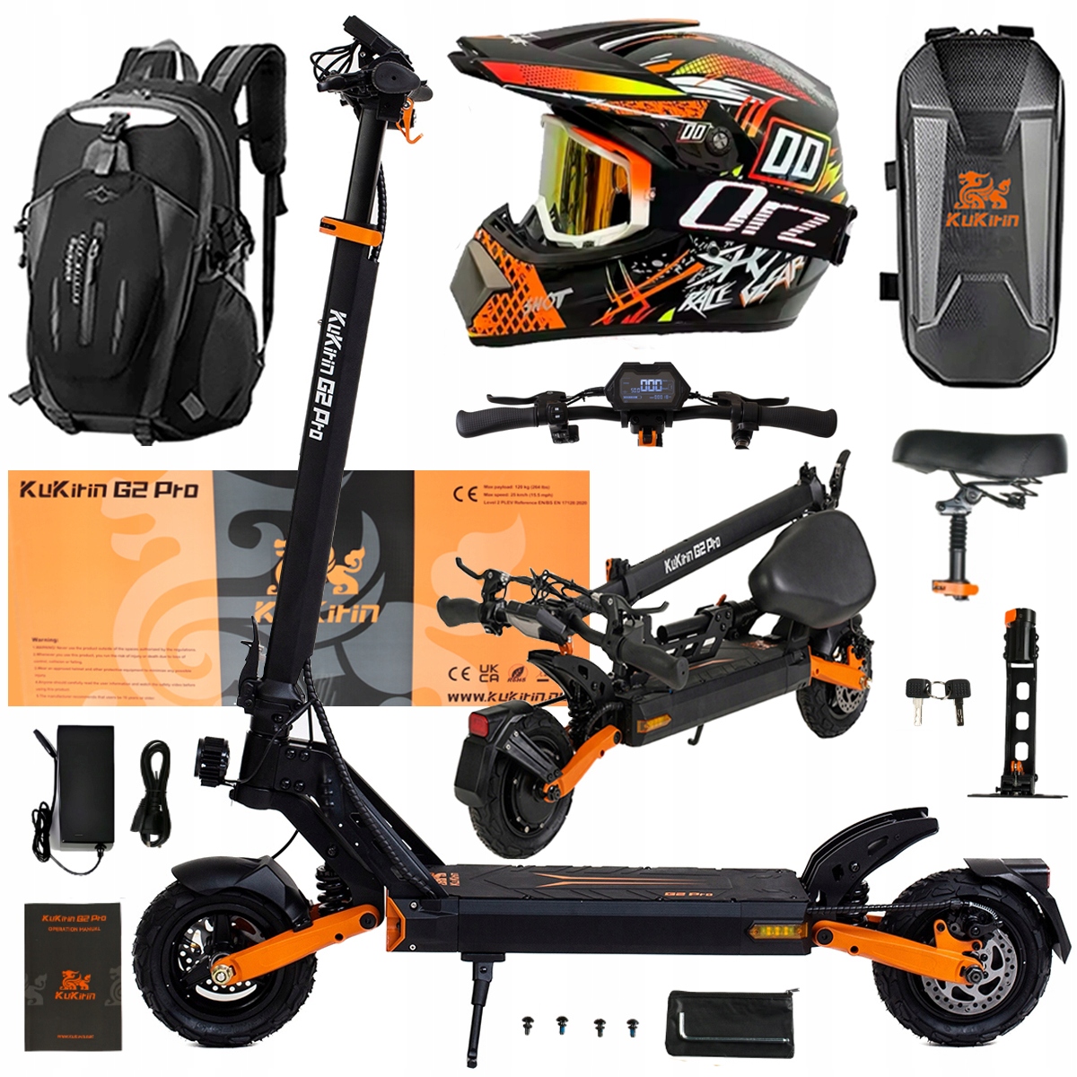 Składany Pojazd Elektryczny Kukirin G2 Pro 1000W 48V 15.6AH 45KM/H +Prezent