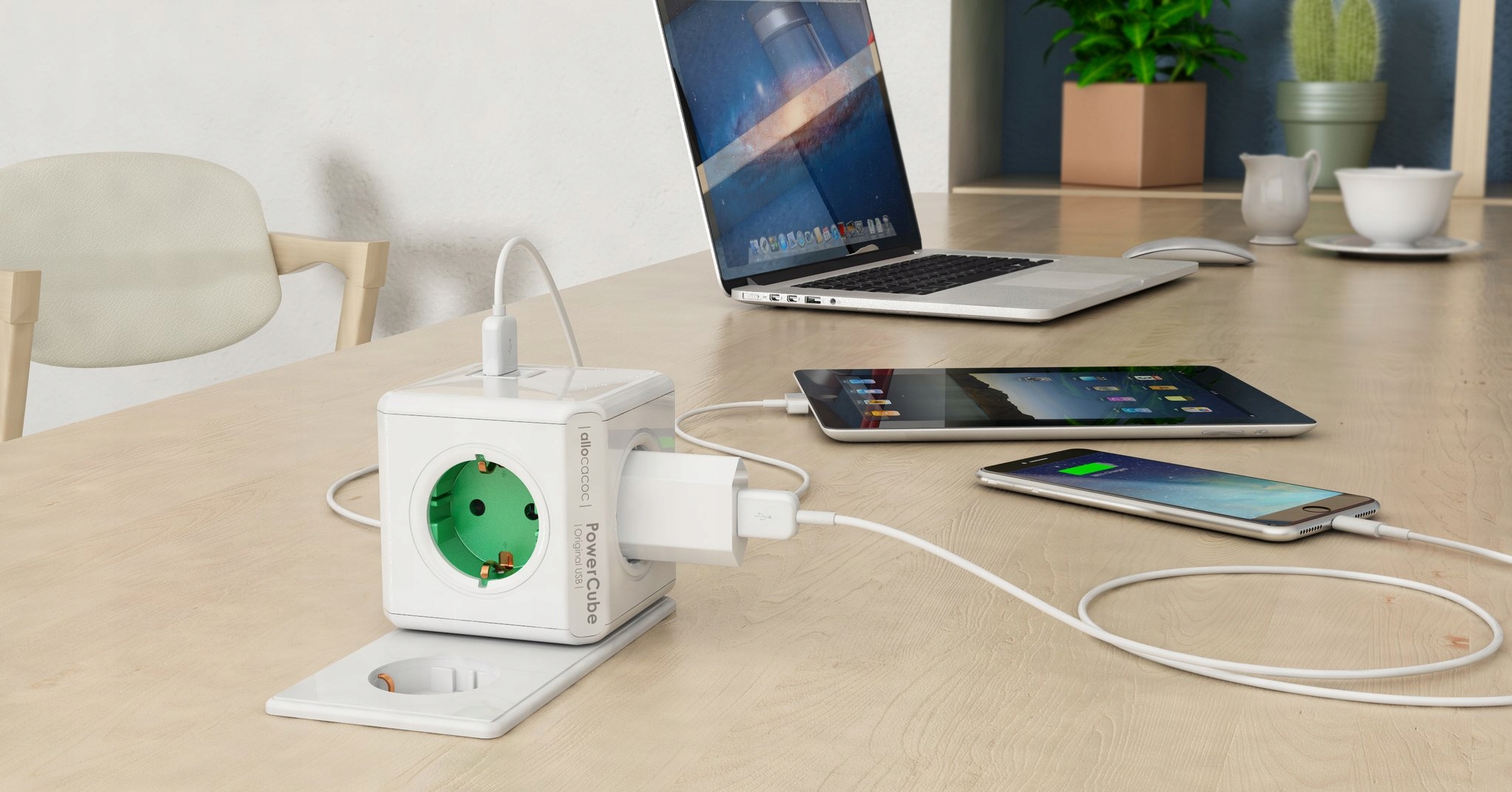 PowerCube Original rozgałęźnik 4 gniazda 2xUSB, DesignNest (allocacoc) Liczba gniazdek 4 szt.