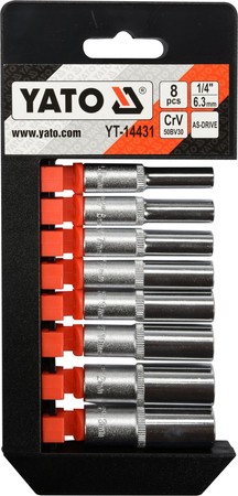 

Yato Nasadki Długie Zestaw 1/4 8SZT. YT-14431