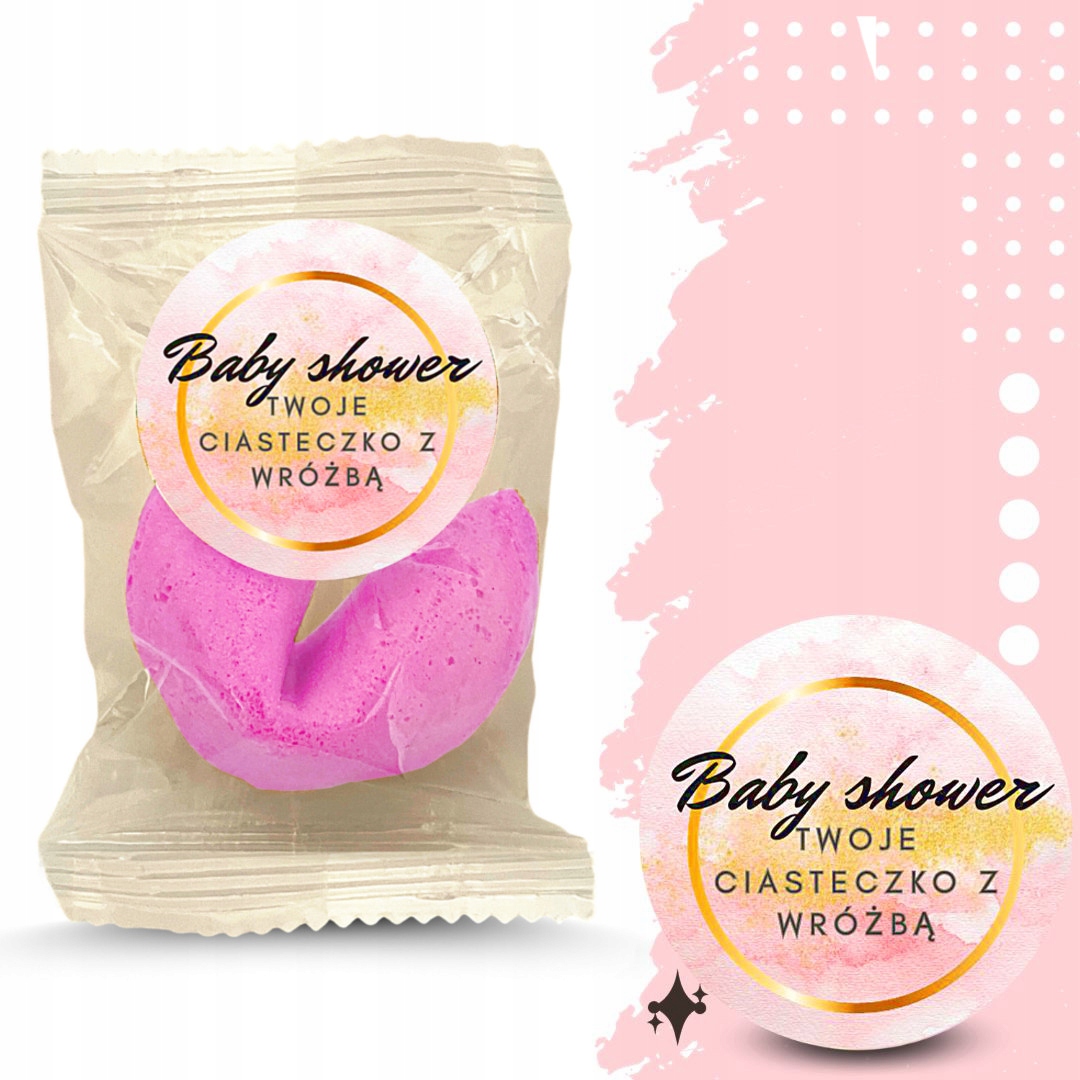 CIASTECZKO Z WRÓŻBĄ RÓŻOWE BABY SHOWER 1szt PINK dla gości DZIEWCZYNKA Marka D&D Fun Cookies