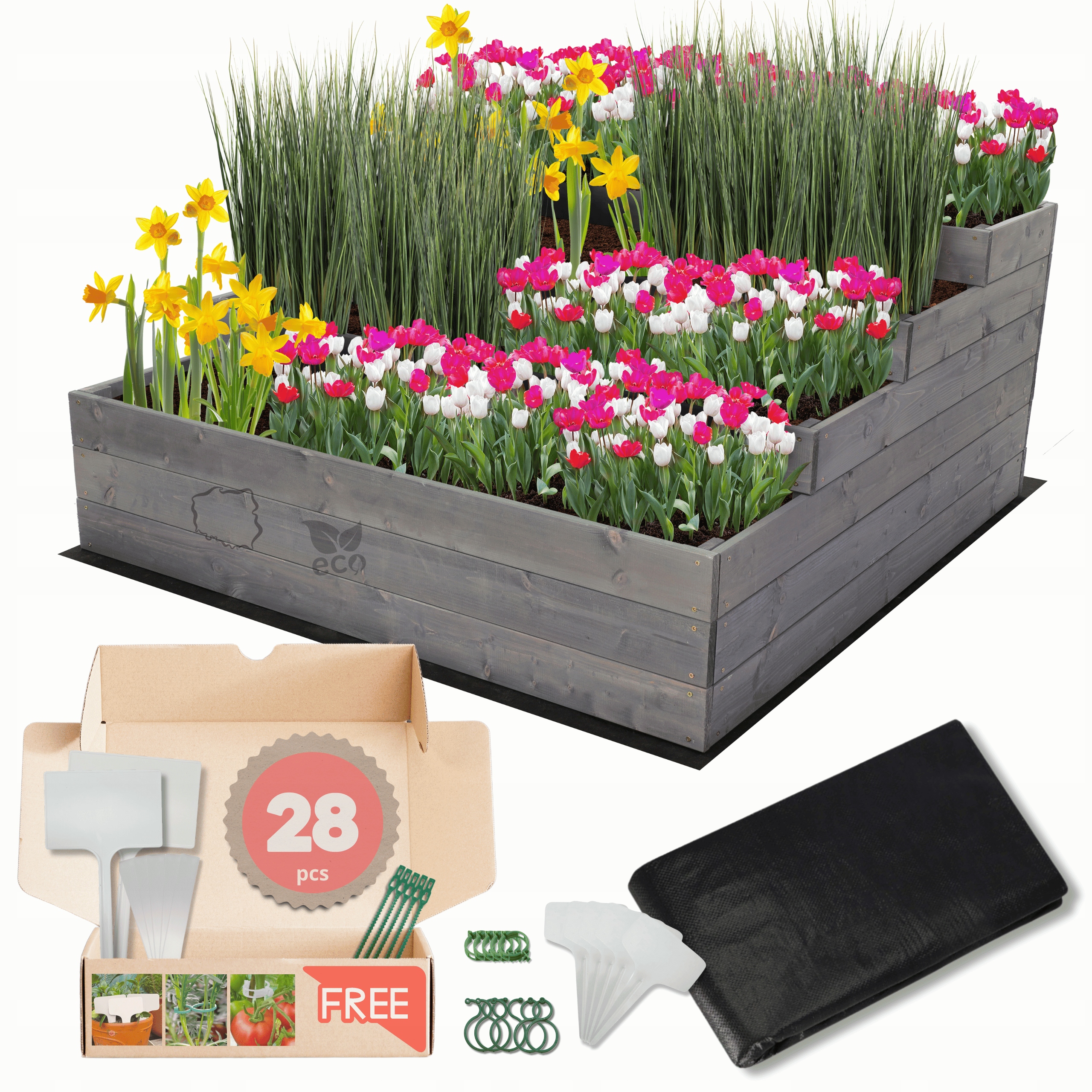 Truhlík zeleninový záhon květináč patrový záhon pod treláž impregnace 54x120x120