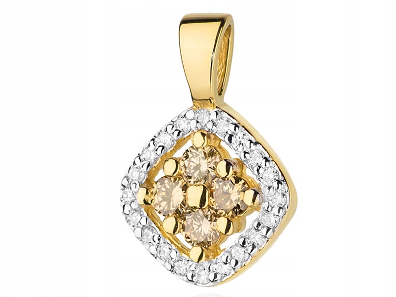 Zlatý přívěsek 585, dva odstíny briliantů s briliantem na řetízek 14k