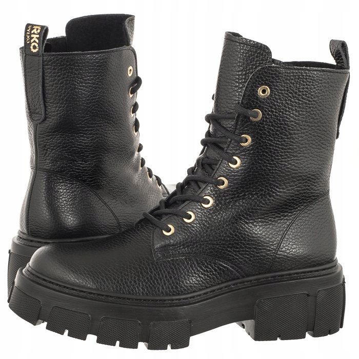 Dámské boty Kotníkové Boty Workery Kanady Kožené Ryłko Černé 2XVM8_AV _UW9