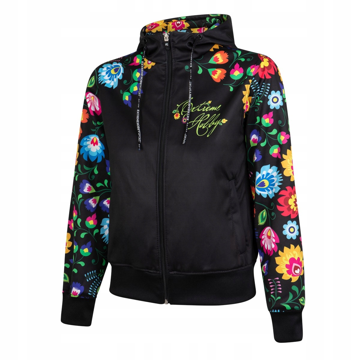 

Bluza z Kapturem Dresowa Damska Rozpinana Folk S