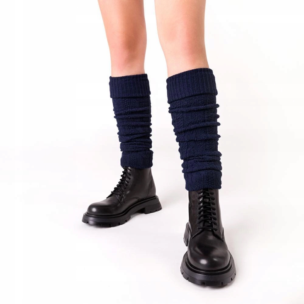 GETRY DAMSKIE ciepłe wełniane OCIEPLACZE Warkocz granatowe Steven *One size Marka Steven