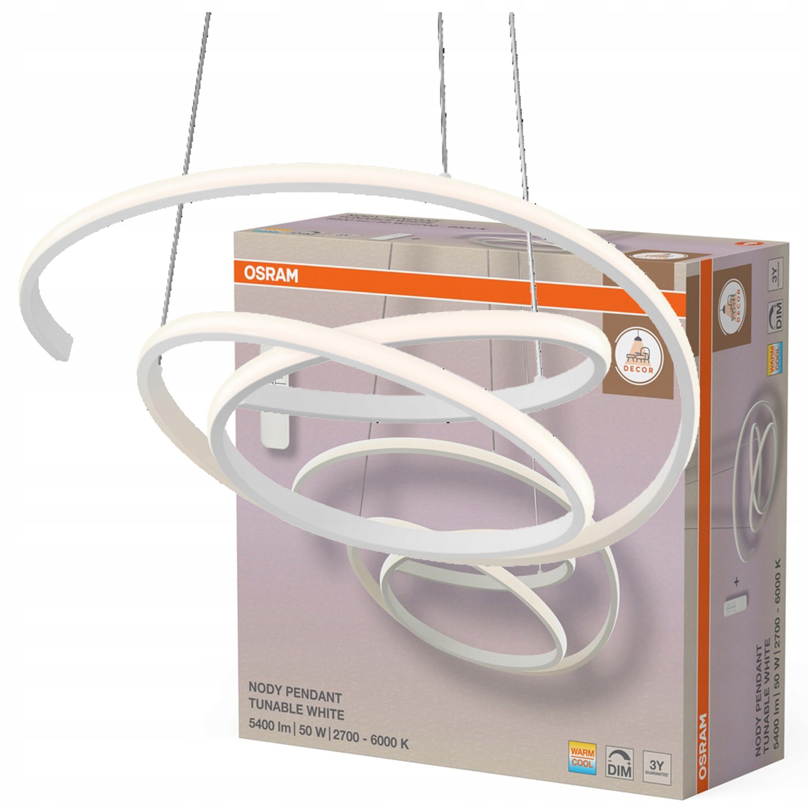Závesná stropná lampa 50W 3500lm 2700-6000K Cct stmievateľná Decor Osram