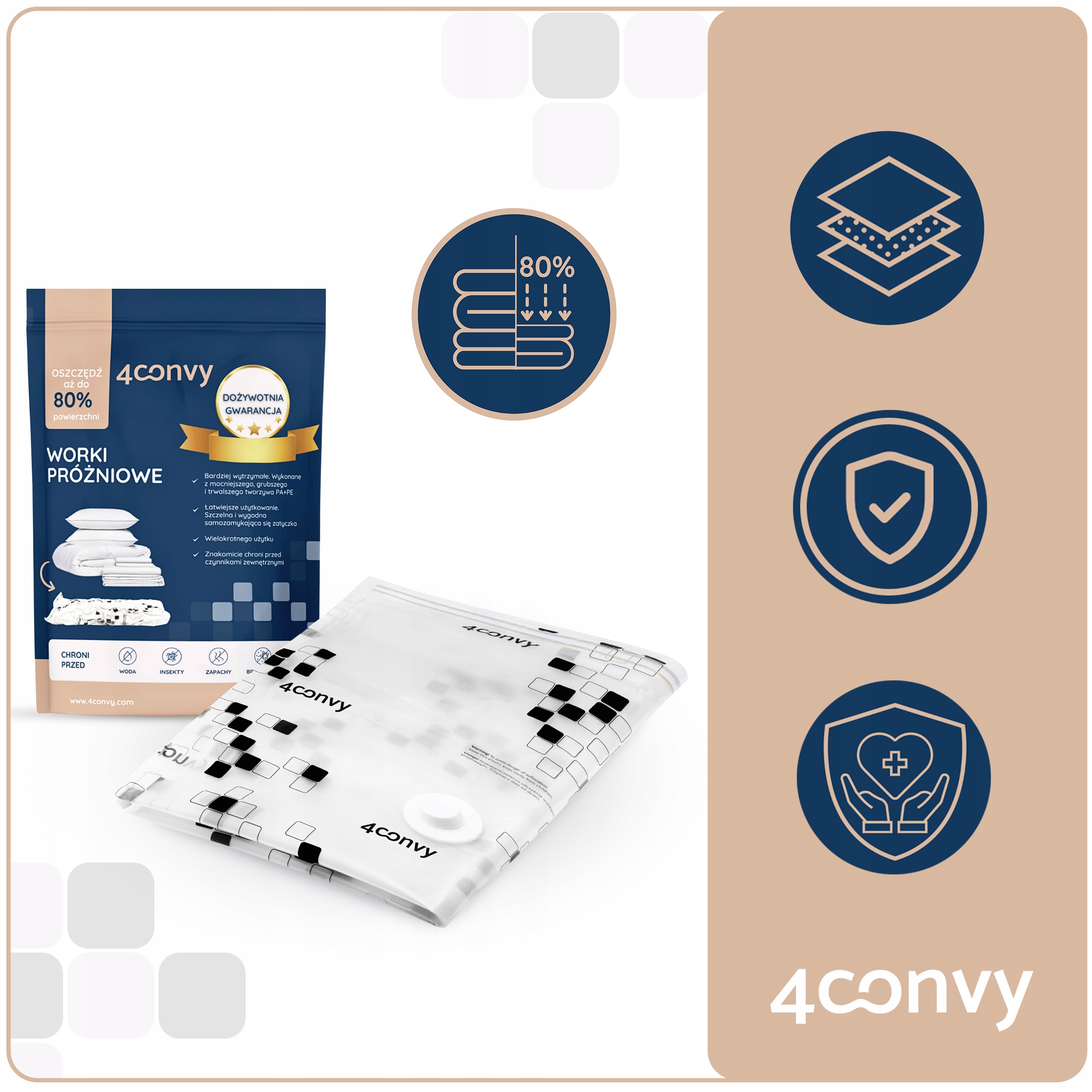 SOLIDNY worek próżniowy 60x80 na rzeczy ubrania koc 30% grubszy bezpieczny EAN (GTIN) 0703355436936