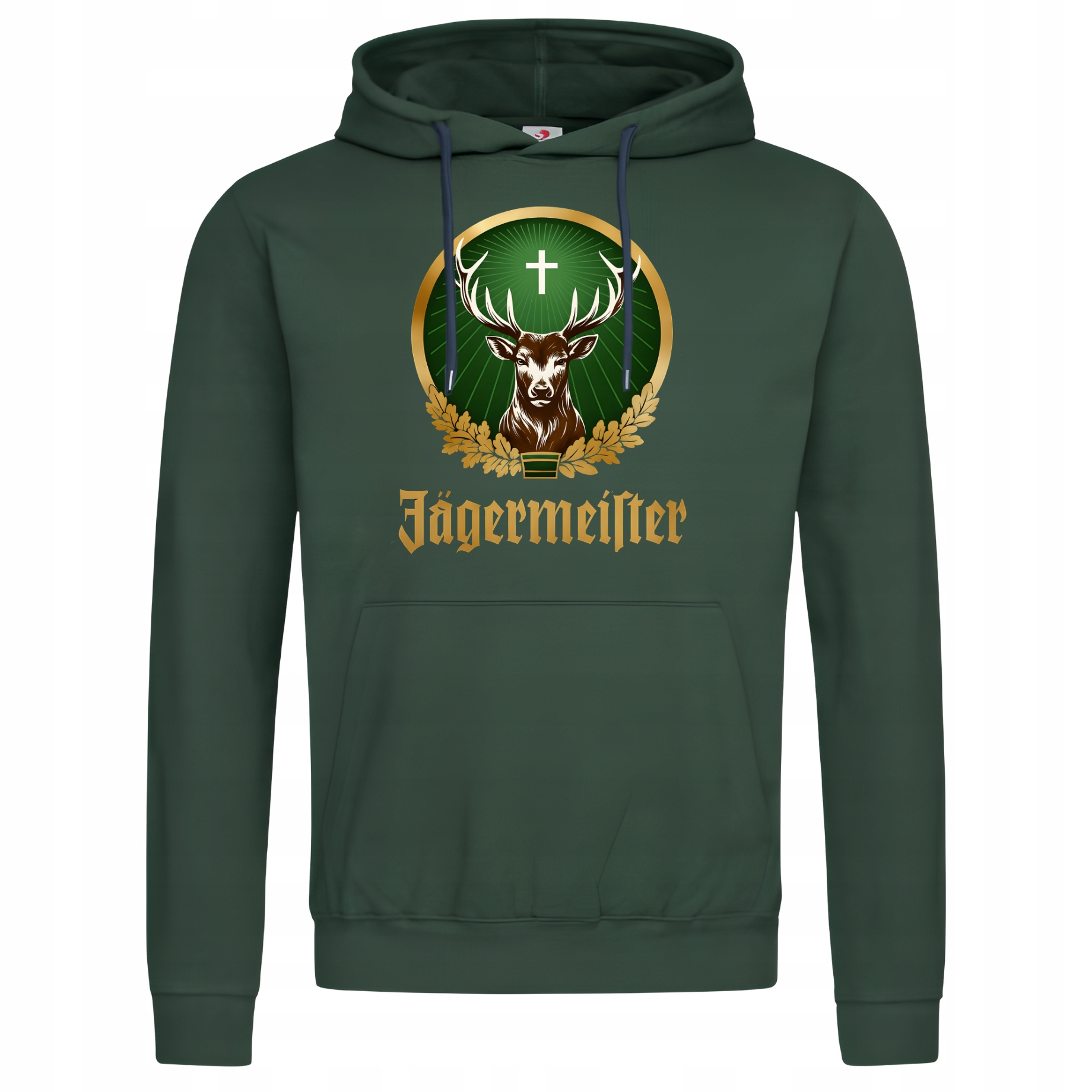 Pánská mikina Vánoční Jelen Kříž Zelená Ozdobná zlatá symbol zlaté