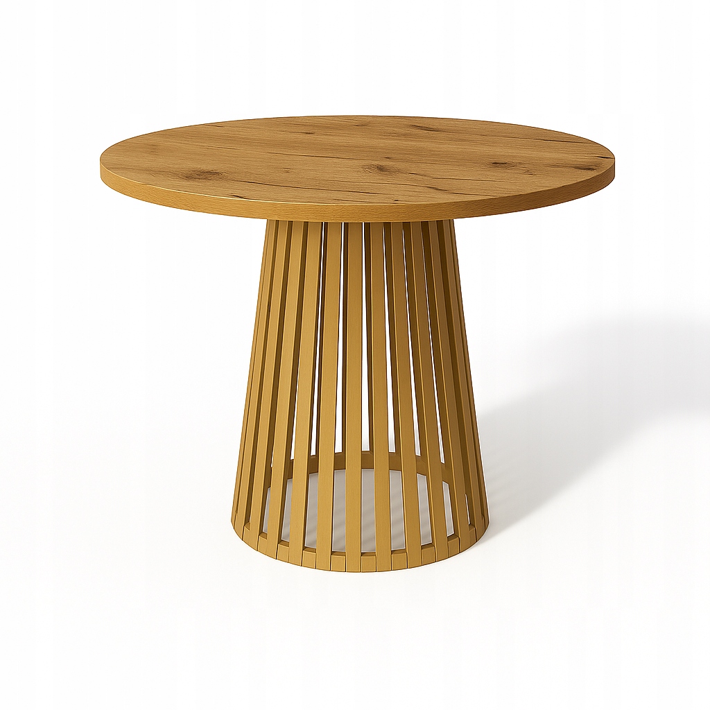Stůl kulatý Dub Craft zlatý 90 cm, stůl na zlaté noze, stůl Loft