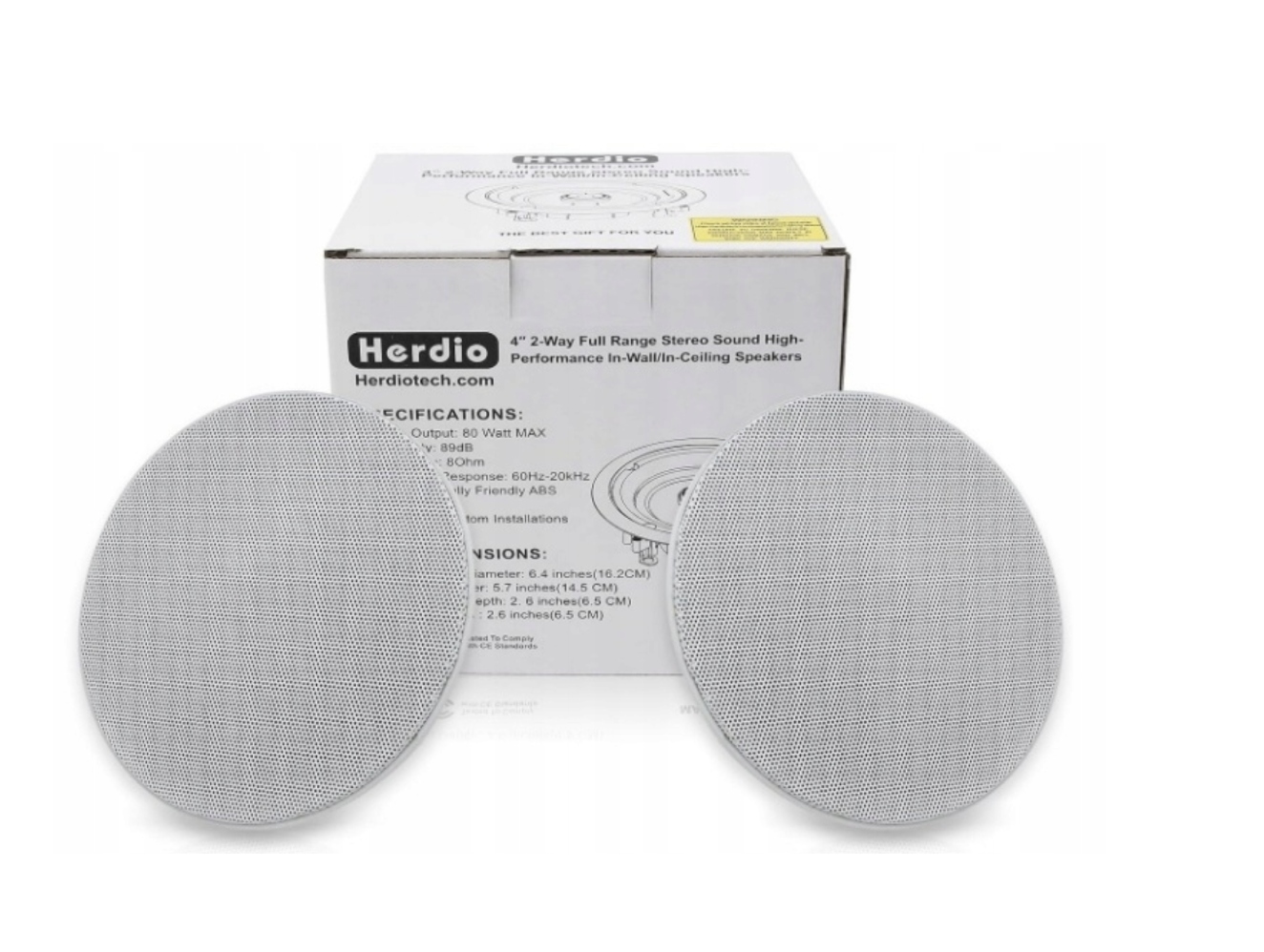 Głośniki Sufitowe 80W Bluetooth HCS418BT 2 Sztuki Białe 4 Cale