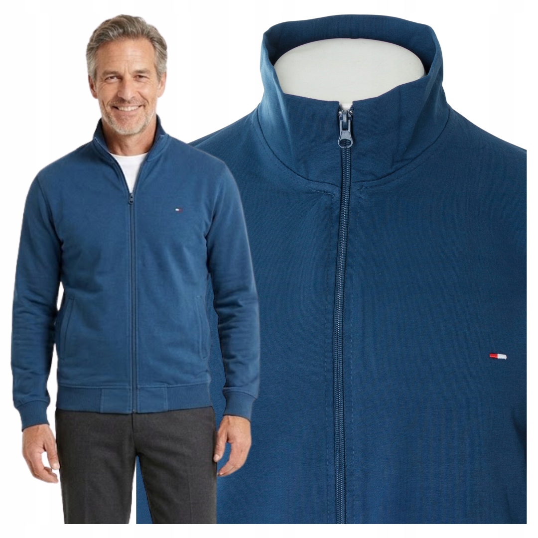 Bluza Męska Rozpinana Na Zamek Niebieska Z Kieszeniami Turecka modna XXL