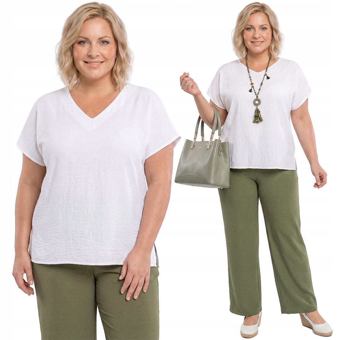 Bílá halenka s výstřihem „V“ plus size velikost 54