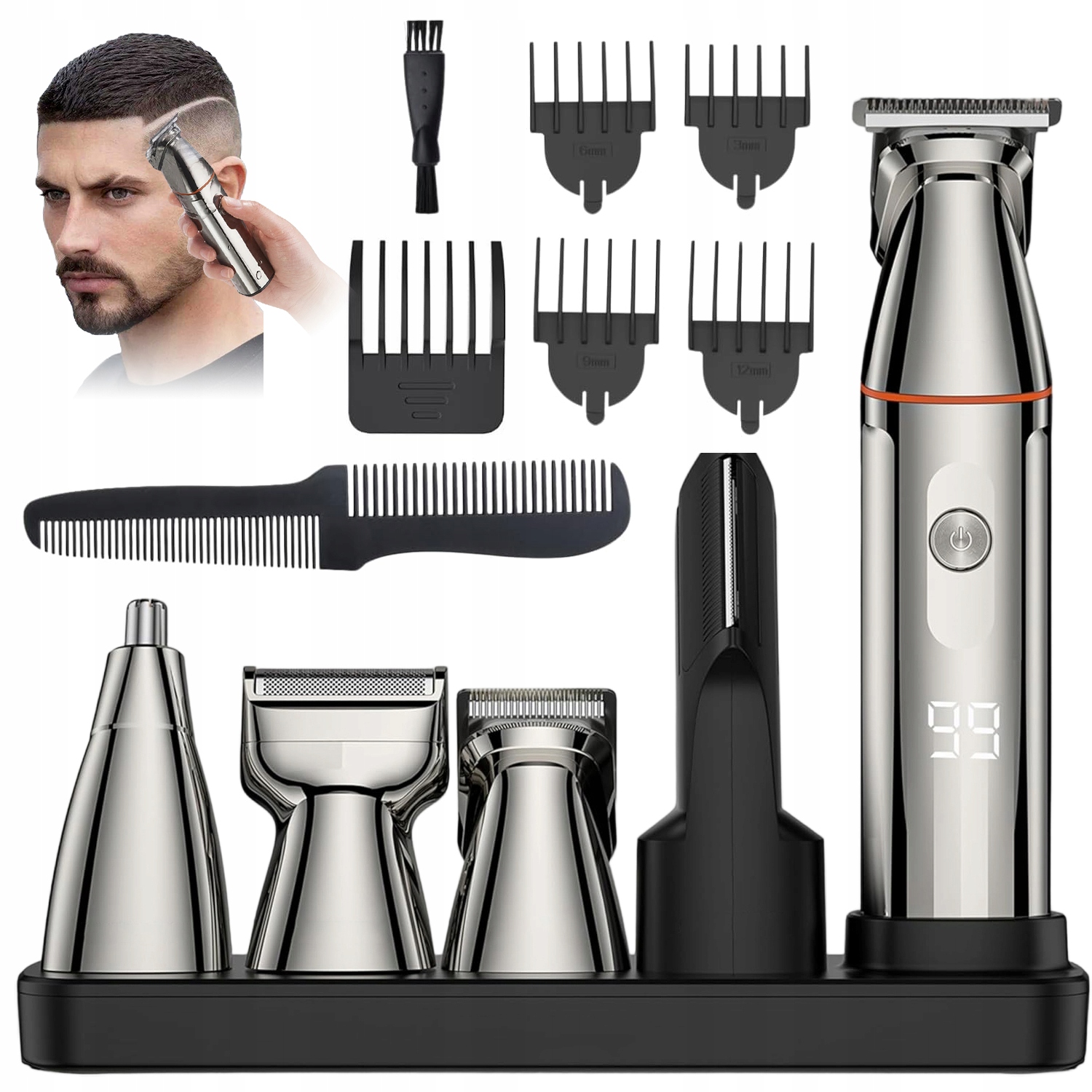 Pánský Set 5V1 Elektrický Zastřihovač Vousů A Těla Usb 600MAH