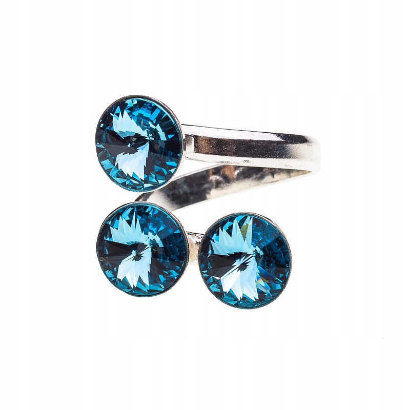 

Pierścionek srebrny z kr. Swarovski Rivoli 3x8 Aqu