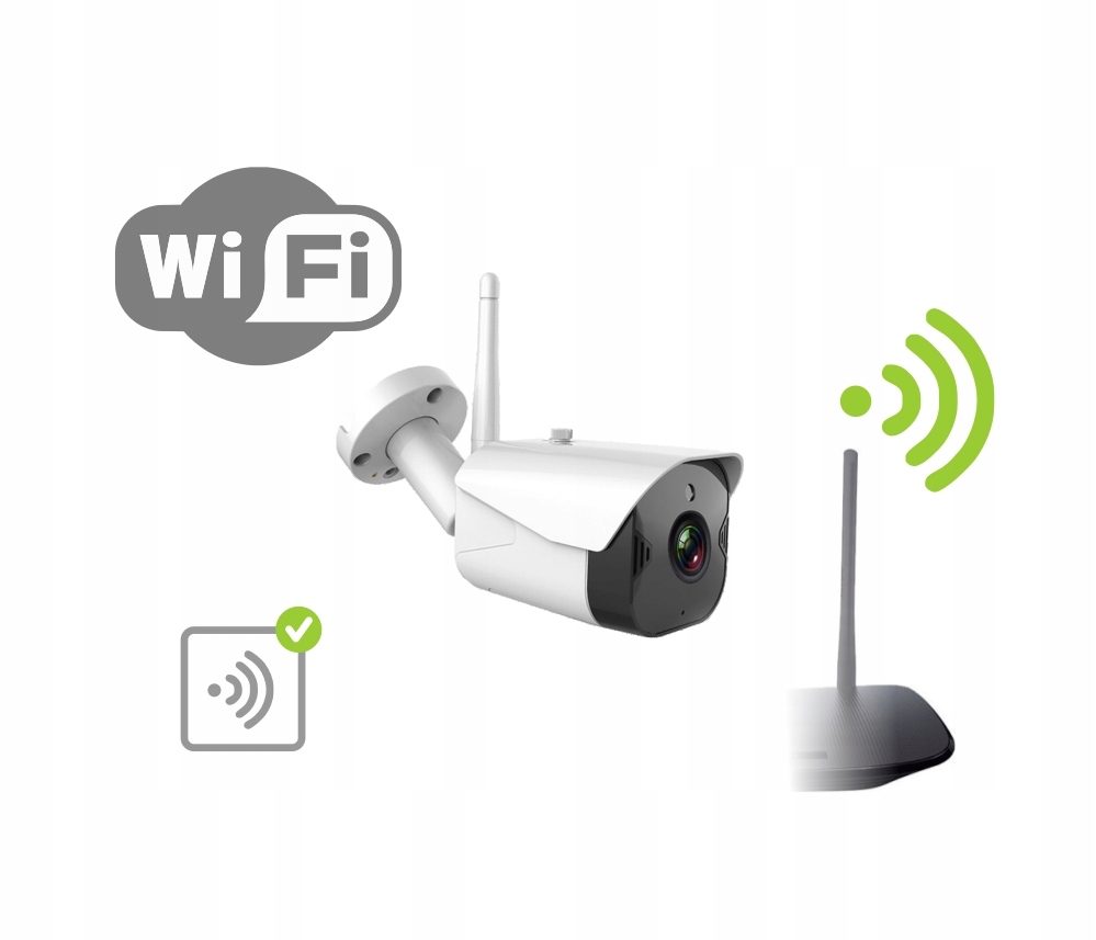 Zewnętrzna Tubowa Kamera WIFI IP66 FULL HD 2 Mpix Funkcje nagrywanie na kartę pamięci głośnik mikrofon Wi-Fi