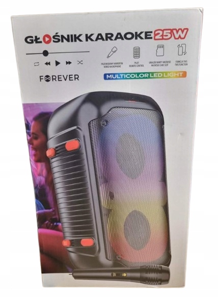 Přenosný reproduktor Forever 25 W černý, akumulátorové Bluetooth rádio Fm