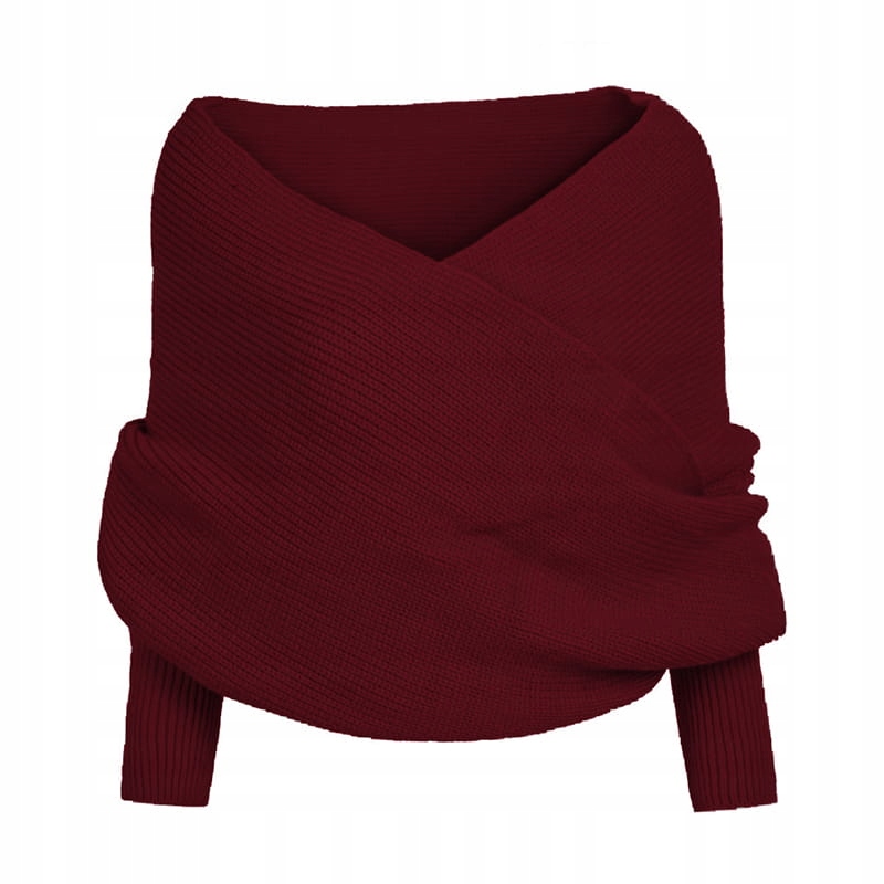 

Sweter Szal Z Rękawami Bordowy Dolores