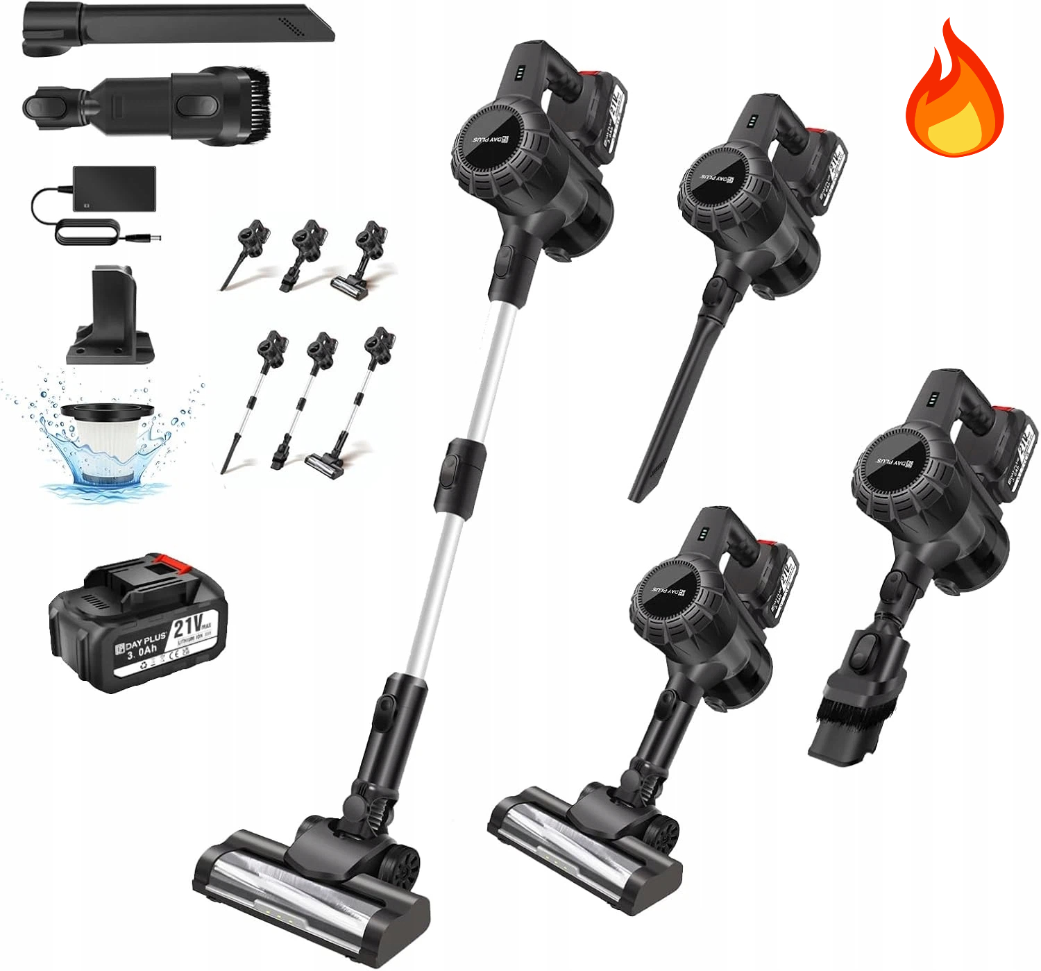 Tyčový Vysavač Bezdrátový Cyklonový 6W1 15KPA Led Silný Suction 200W