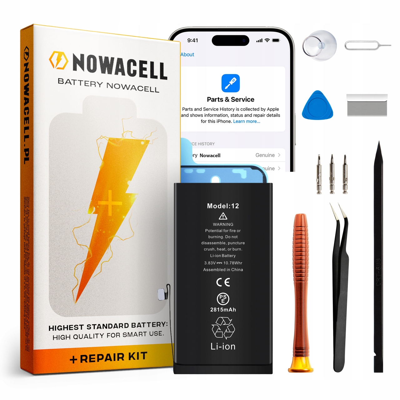 Zestaw Bateria iPhone 12 12 Pro Bez Komunikatu Oryginalna pojemność 2815mAh