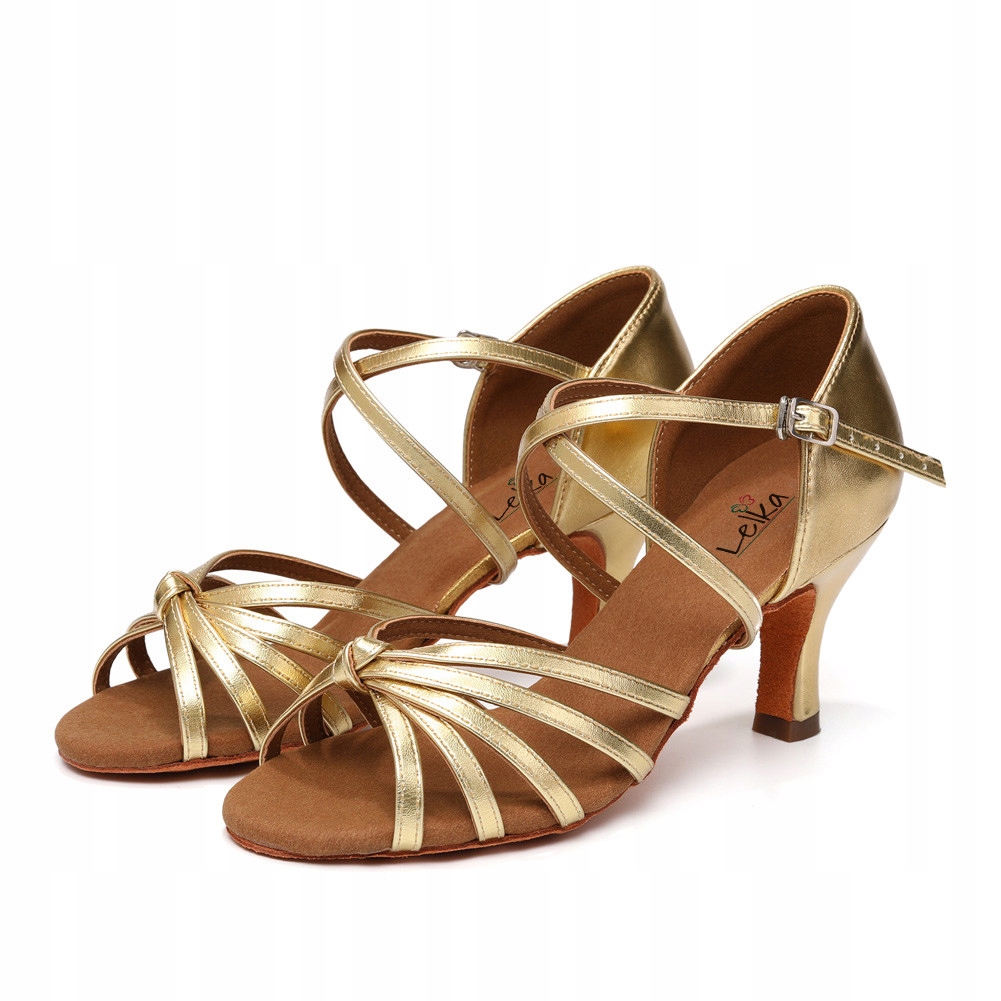 Buty Do Tańca Taneczne Latino Salsa Złote 7cm