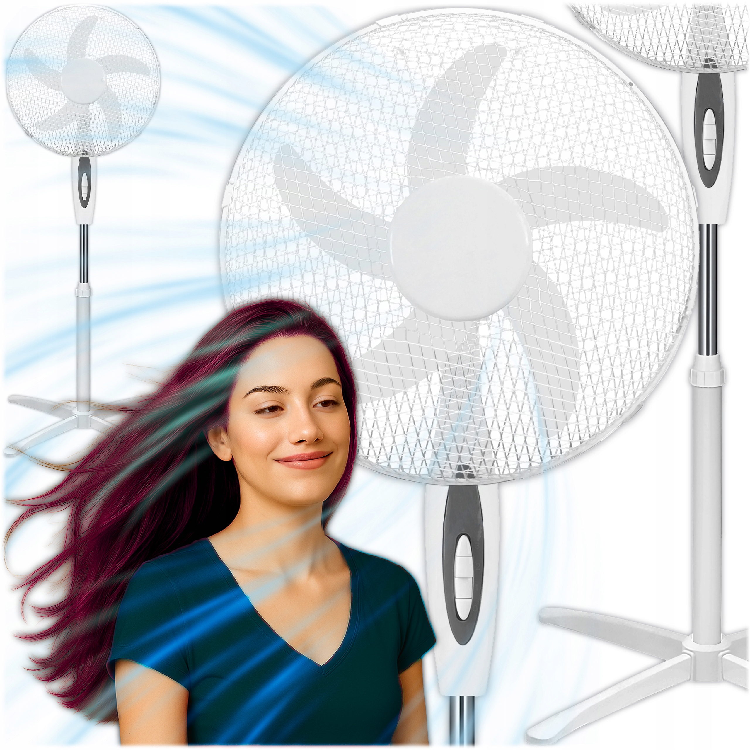 Podlahový Ventilátor Tichý, Silný Bílý Ventilátor Stojící Ve Velkém Klimatu