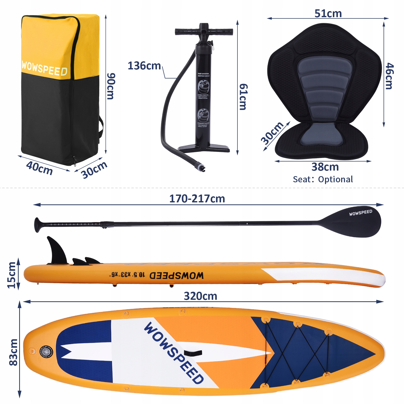 DESKA SUP WOWSPEED SURFBOARD DO PŁYWANIA 320CM 9w1 Płeć produkt uniseks