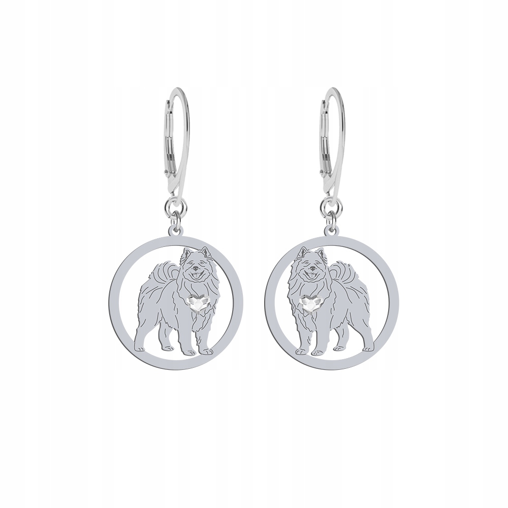 Stříbrné Náušnice se psem Samoyed Žena Šperky Dárek Gravírování Bonus