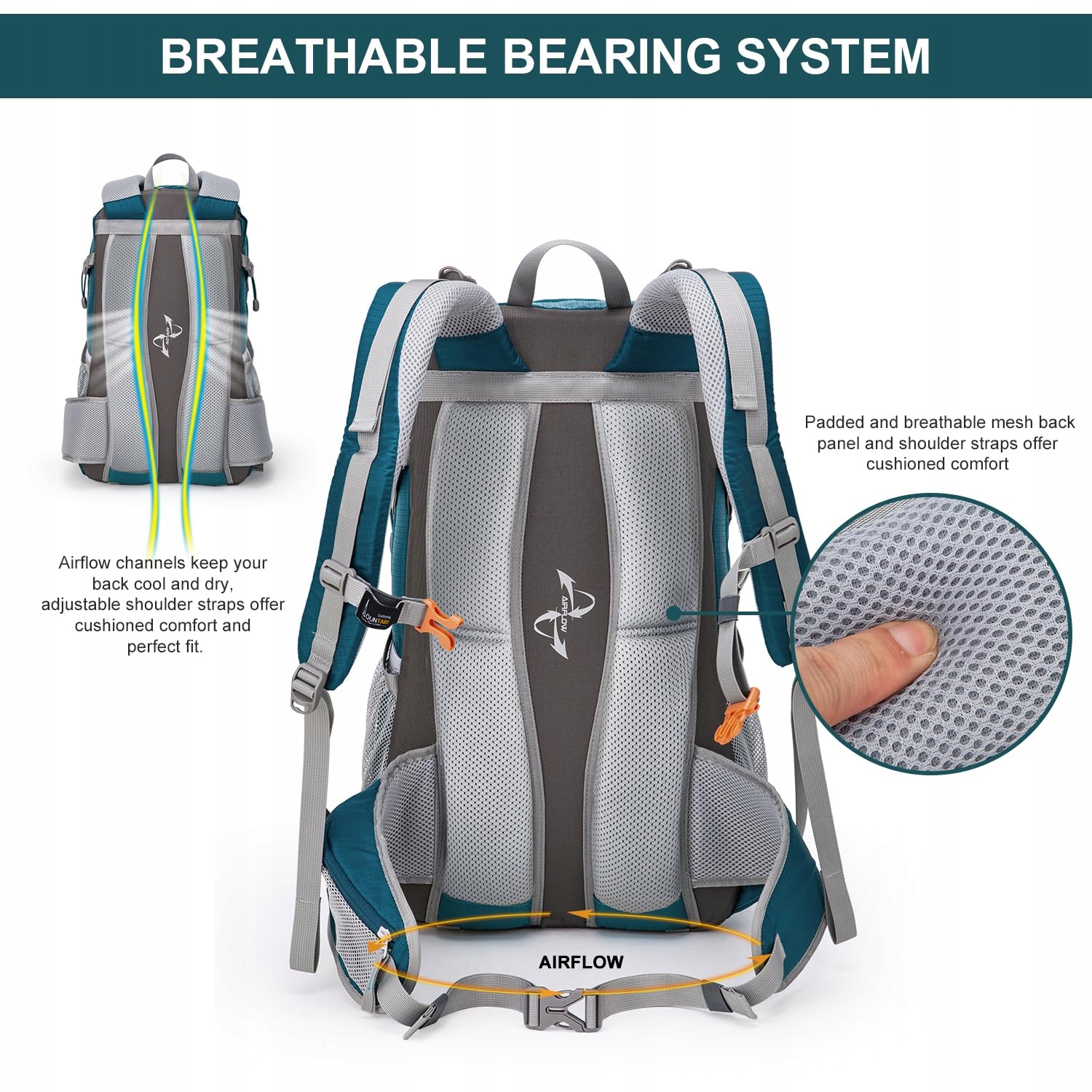 MOUNTAINTOP Plecak Trekkingowy 40L Unisex Z Pokrowcem Na Deszcz Outdoor — miniatura 4